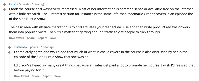 Making sense of affiliate marketing reddit comments
